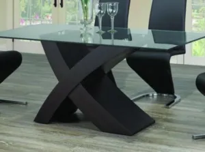Glass top table with "X" Shape Espresso Base