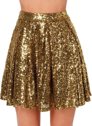 Golf Skirts Pleated Ruffle Glitter Lightweight A Line High Rise Sparkle Sequin Flare Folkloric Holiday Carnival 2025