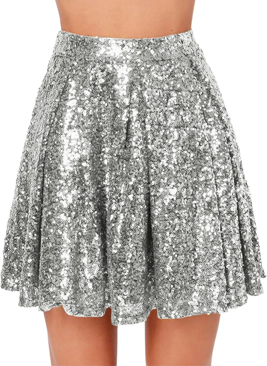 Golf Skirts Pleated Ruffle Glitter Lightweight A Line High Rise Sparkle Sequin Flare Folkloric Holiday Carnival 2025