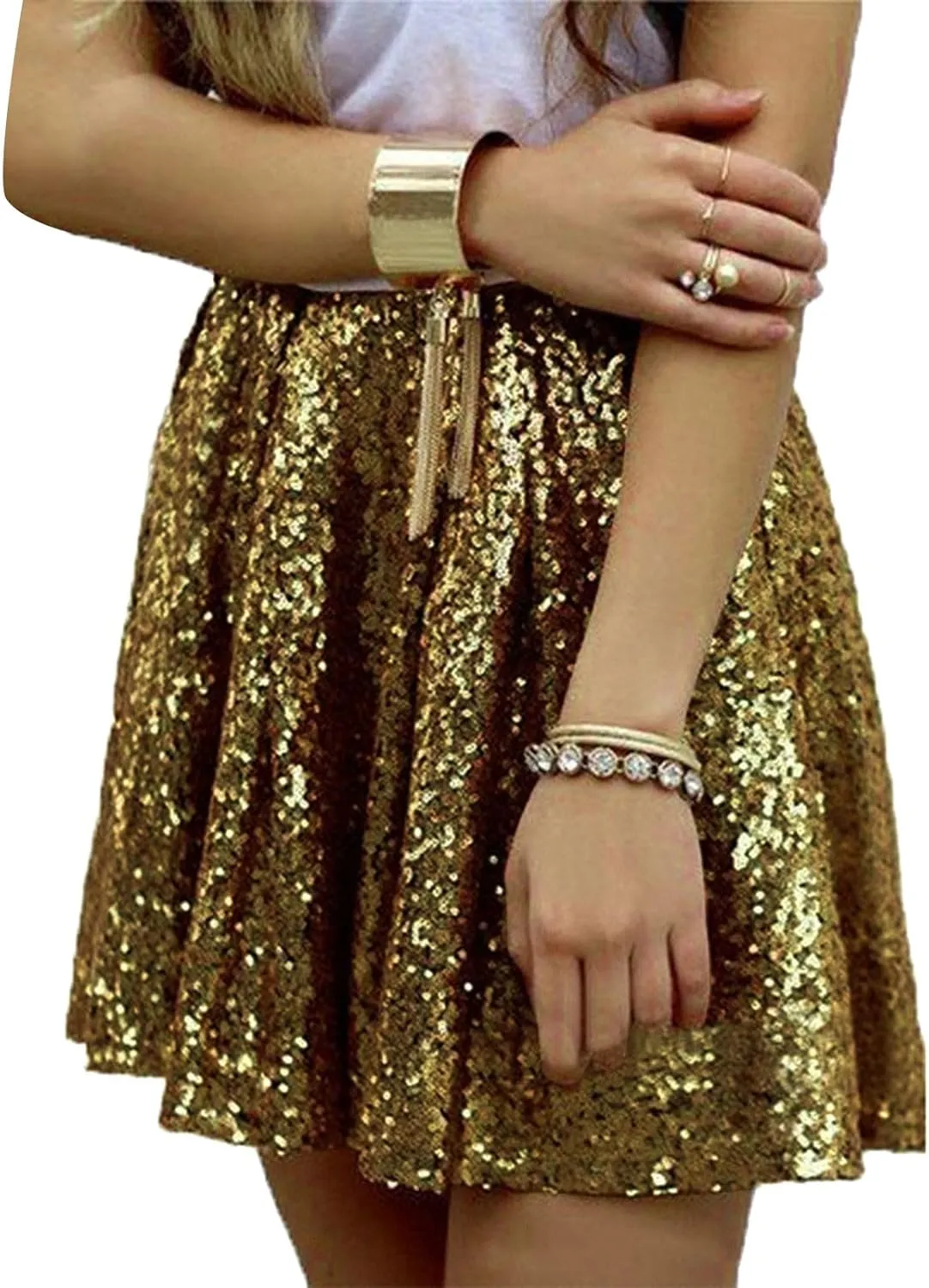 Golf Skirts Pleated Ruffle Glitter Lightweight A Line High Rise Sparkle Sequin Flare Folkloric Holiday Carnival 2025