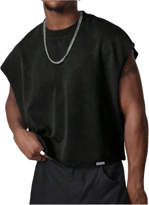 GORGLITTER Men's Dolman Sleeve Crop Vest Top Crewneck Loose Pullover Tank Tops