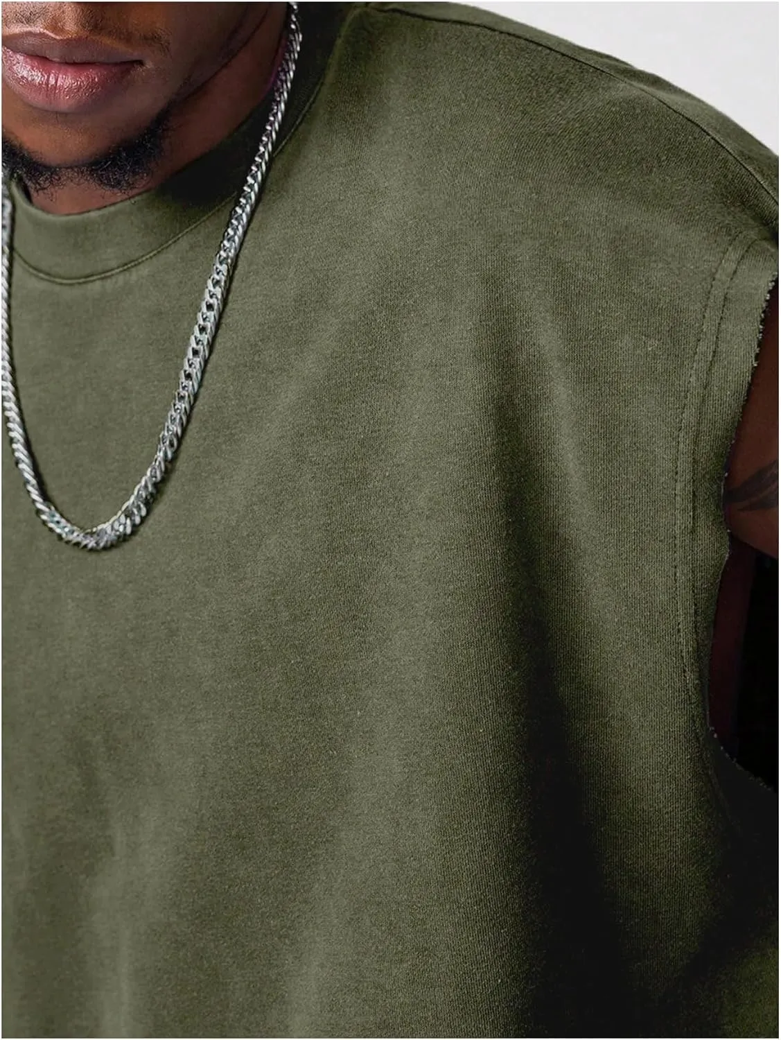 GORGLITTER Men's Dolman Sleeve Crop Vest Top Crewneck Loose Pullover Tank Tops