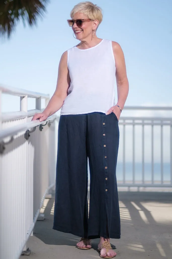 Gracelynn Button Linen Pant (PL135)