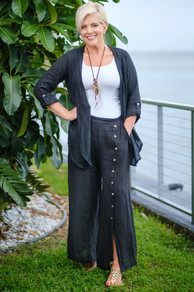 Gracelynn Button Linen Pant (PL135)