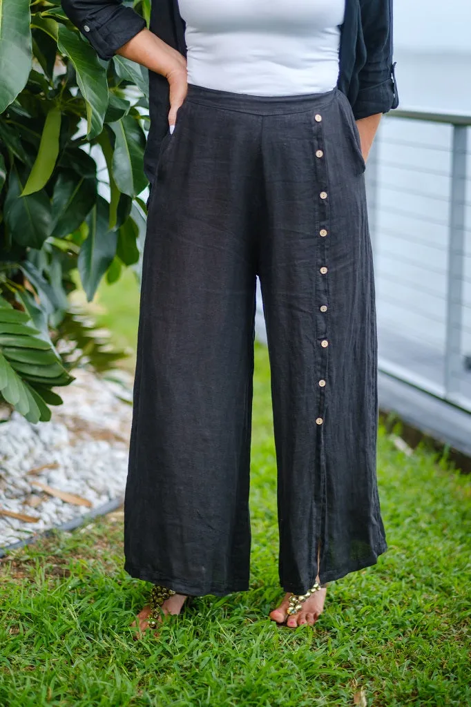 Gracelynn Button Linen Pant (PL135)