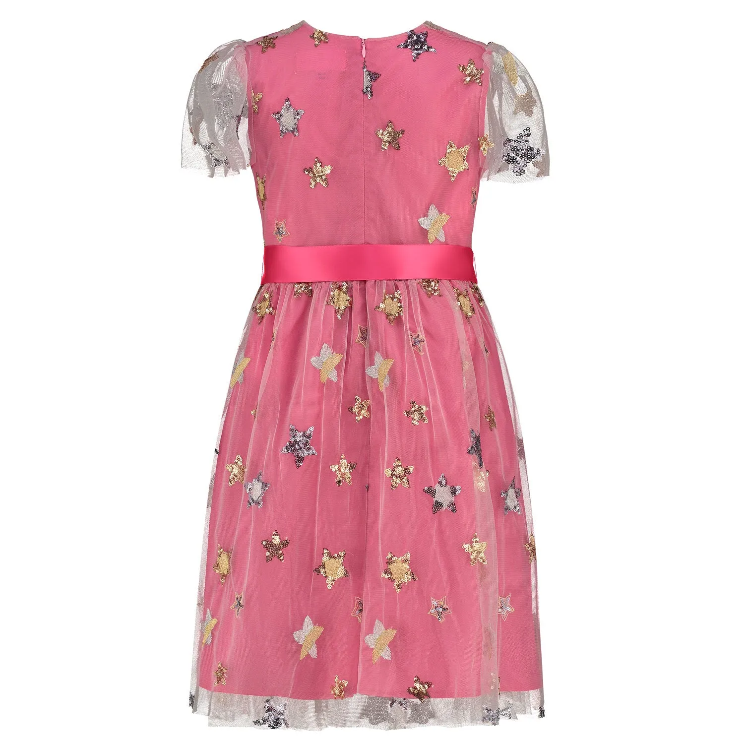 Holly Hastie Aster Hot Pink Sequin Star Luxury Girls Party Dress