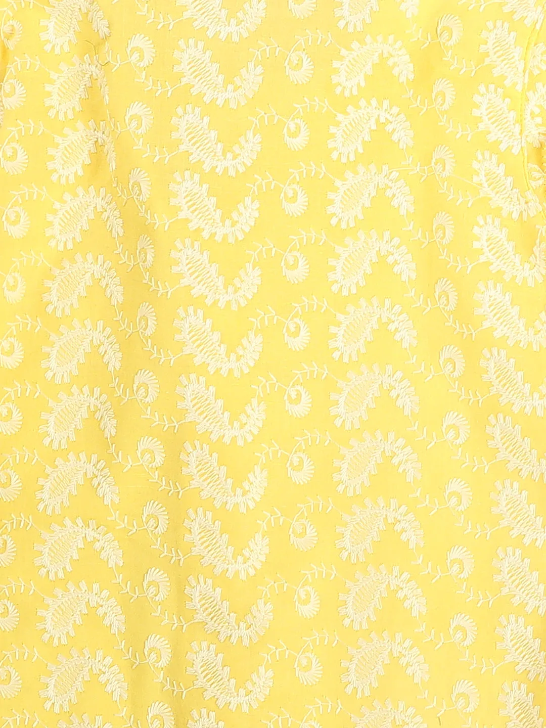 Jashvi SISHU Boy's Mustard Chikankari Pure Cotton Kurta
