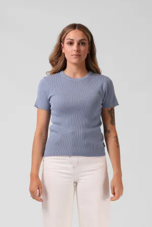 Knitted SS Top - Dusty Blue