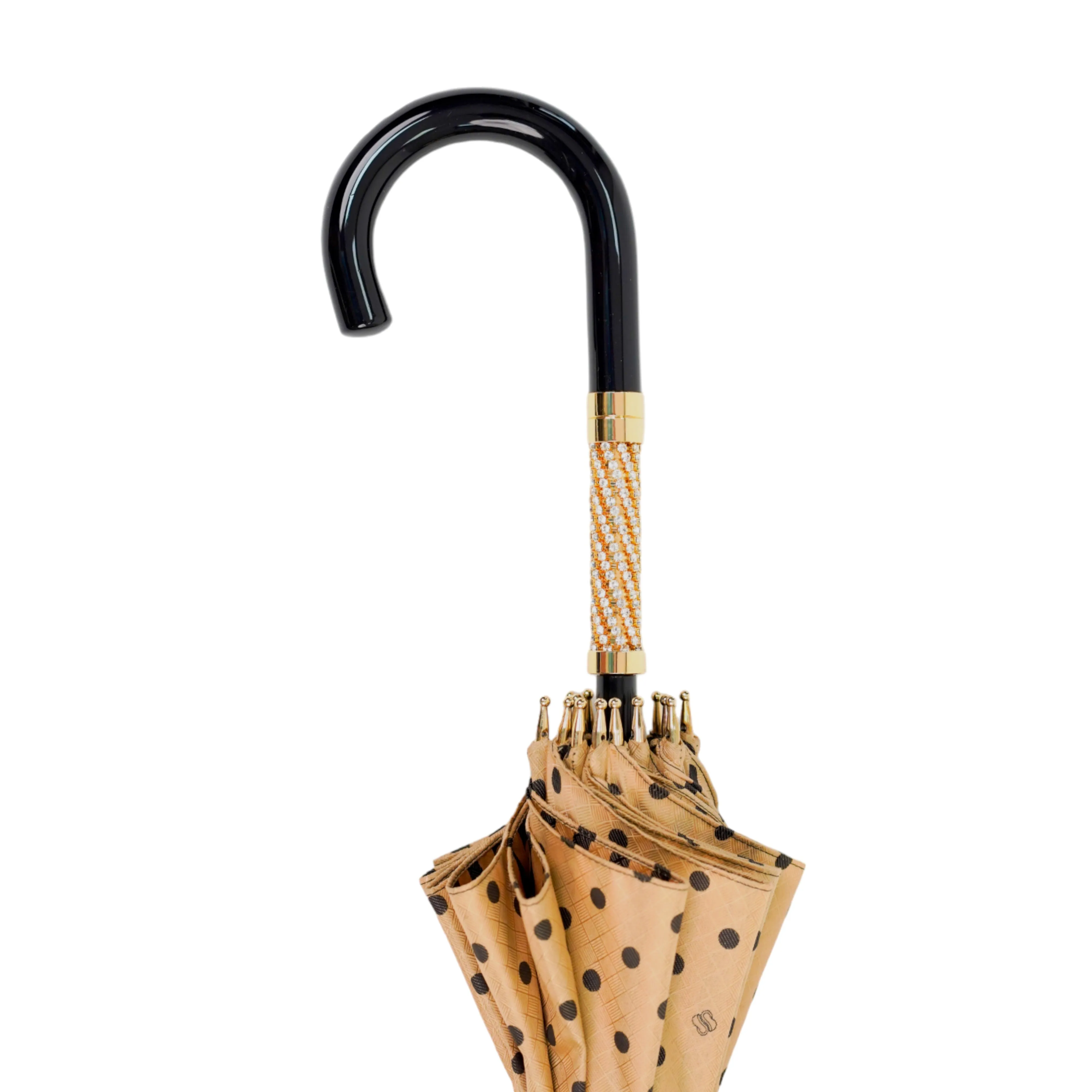 LIMITED COLLECTION - Jaquard polka dot gold umbrella