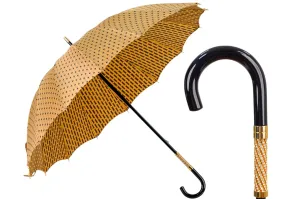 LIMITED COLLECTION - Jaquard polka dot gold umbrella