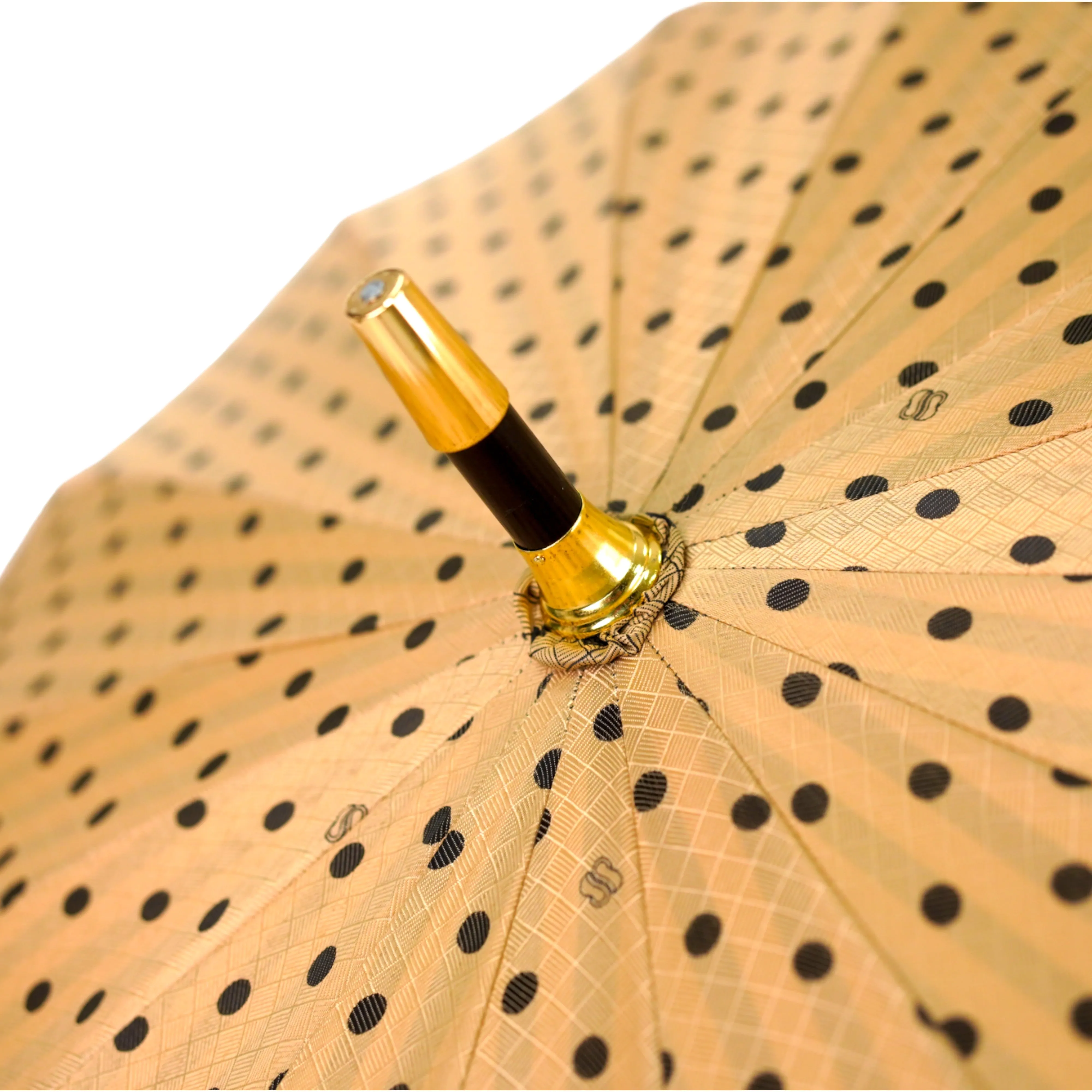 LIMITED COLLECTION - Jaquard polka dot gold umbrella