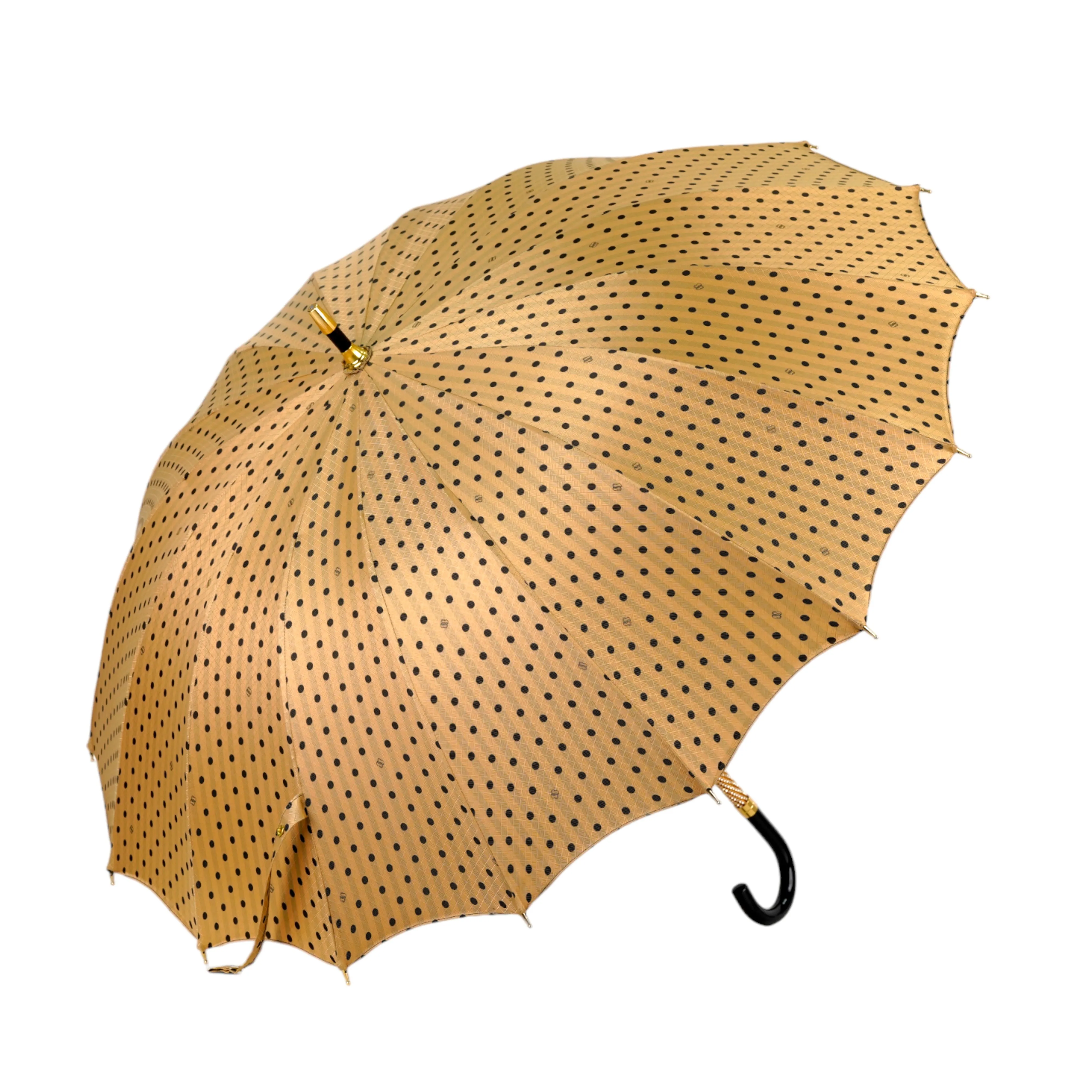LIMITED COLLECTION - Jaquard polka dot gold umbrella