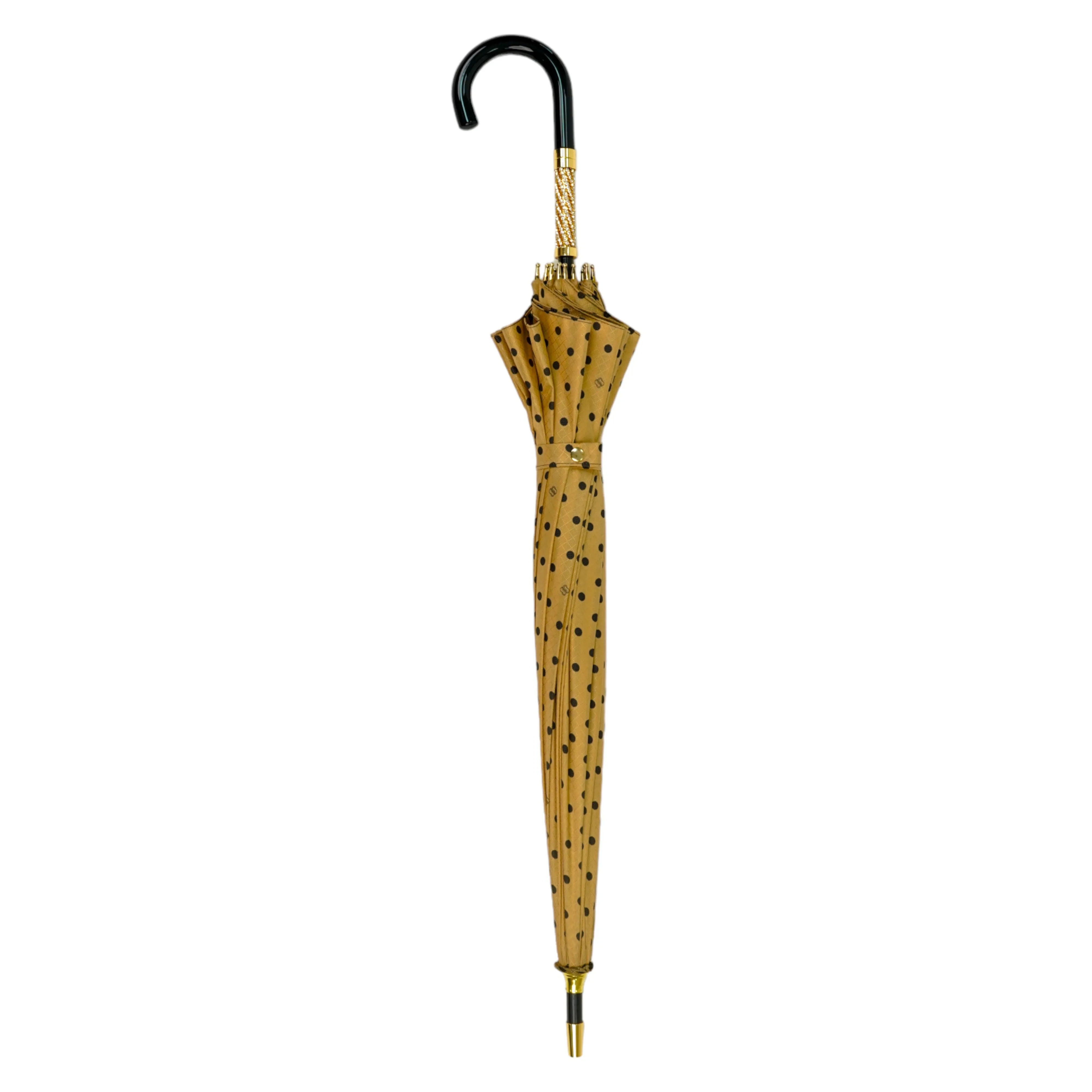 LIMITED COLLECTION - Jaquard polka dot gold umbrella