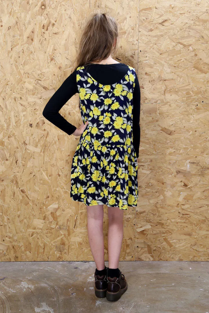 Loose Fit Flower Print Drop Waist Dress