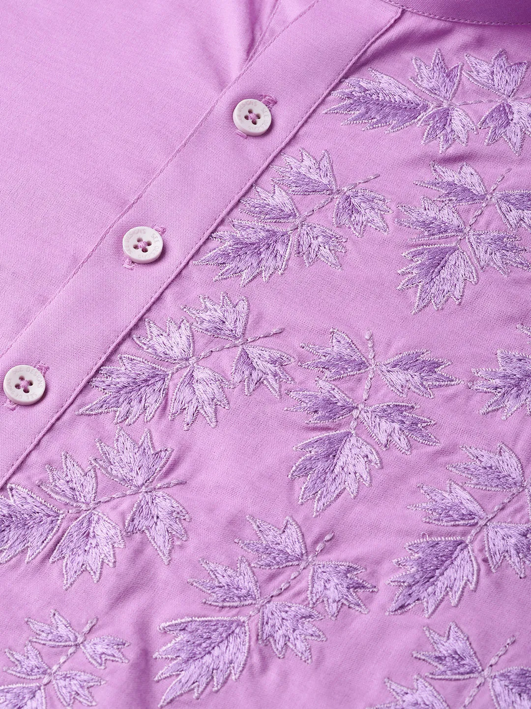 Men Lavender Embroidered Straight Kurta