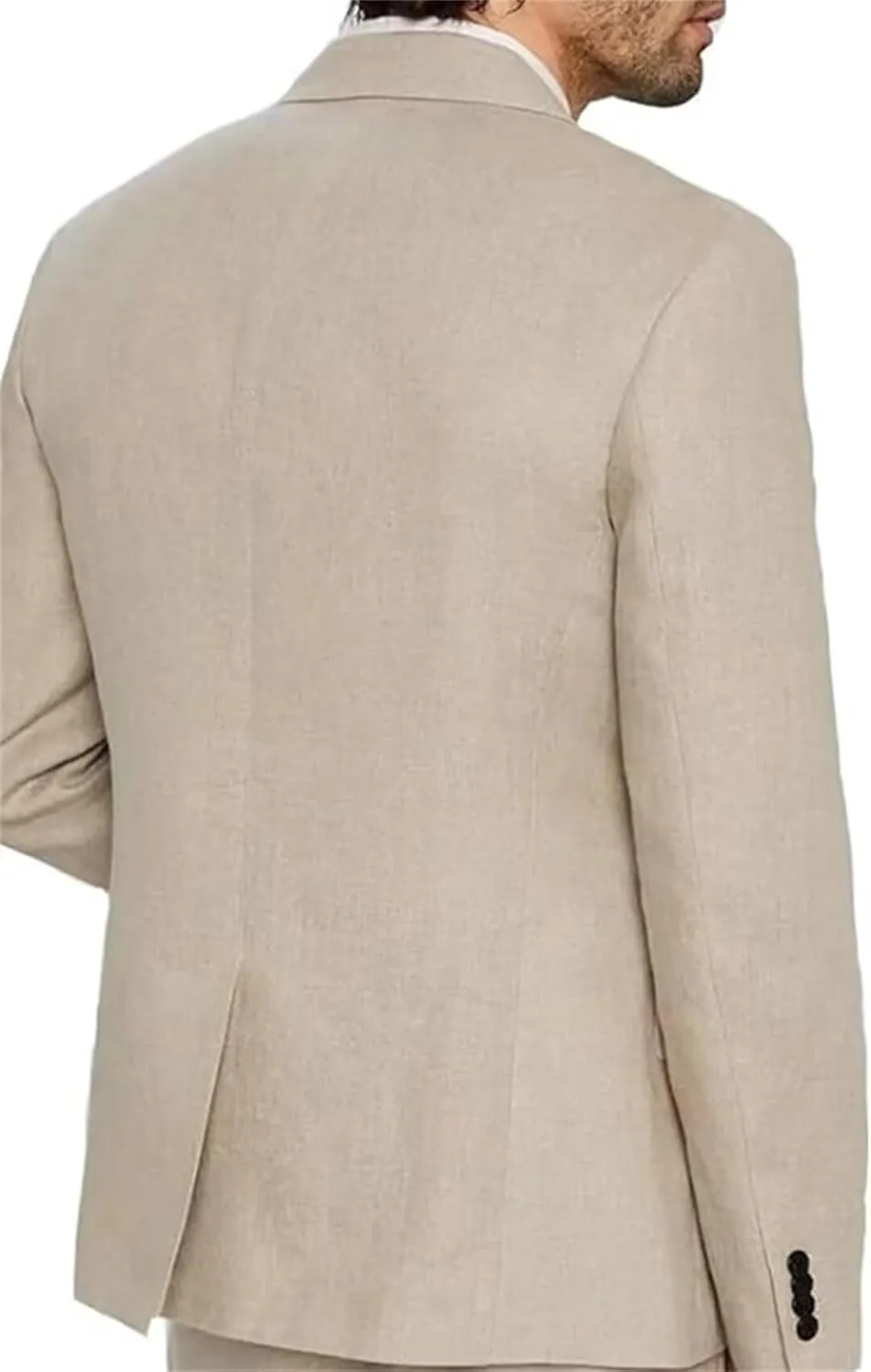 Men's 2 Piece Linen Suit Slim Fit Suit Casual Lightweight Summer Beach Wedding Linen Blazer Pants Set