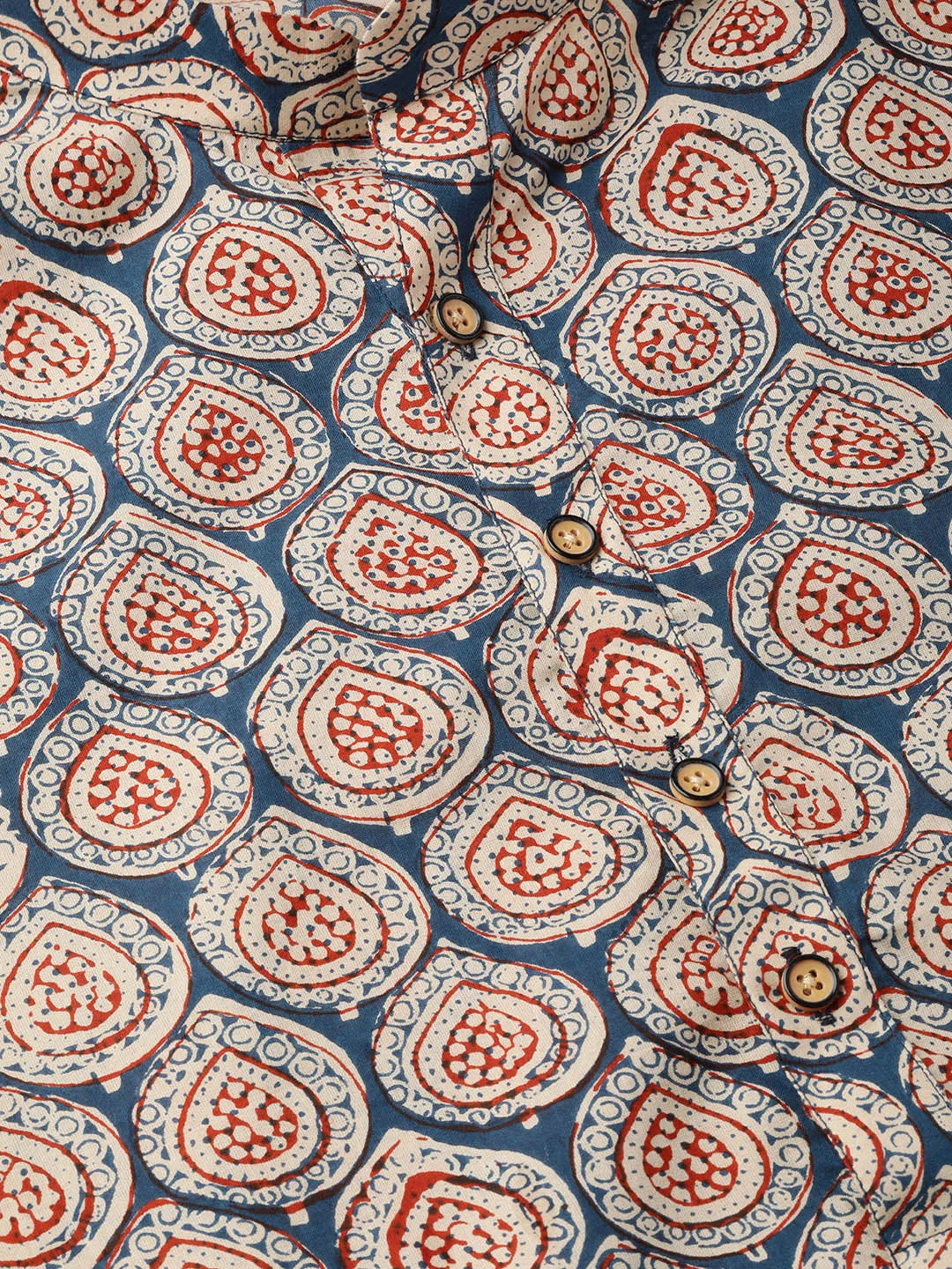 Men's Blue & Maroon Printed Straight Kurta - See Designs