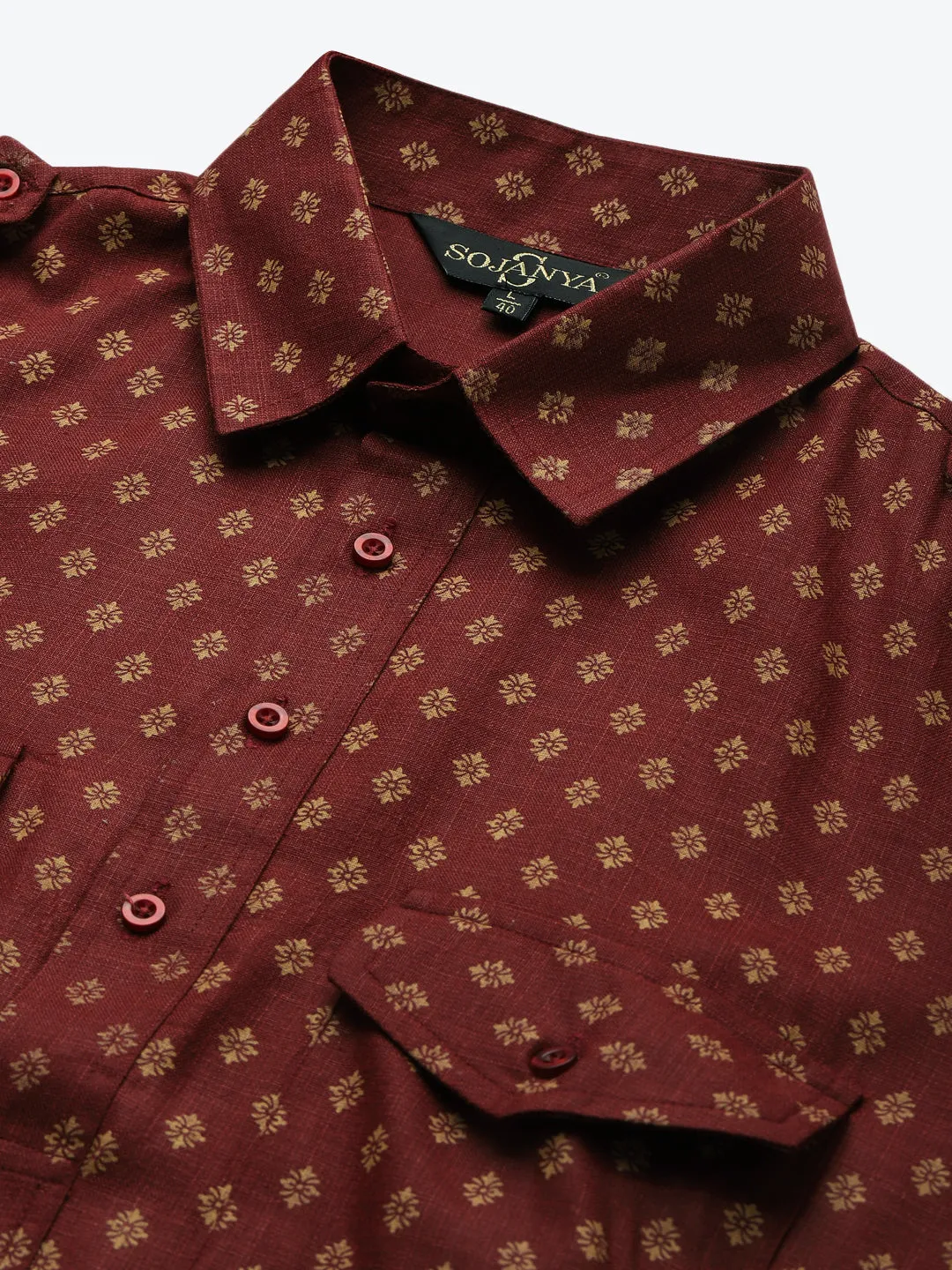 Men's Cotton Blend Maroon Pathani Kurta With Salwar Set - Sojanya