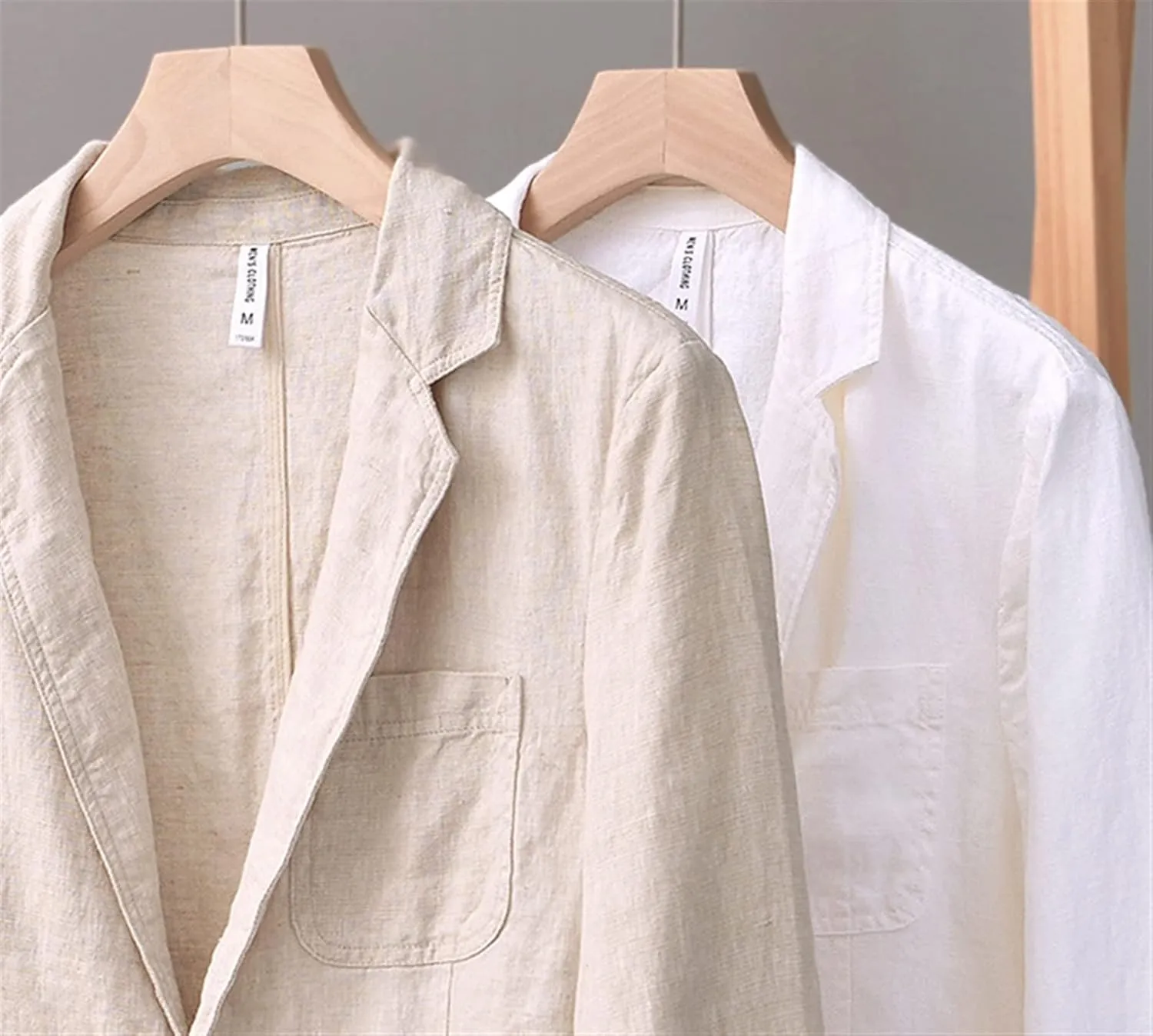 Men's Linen Blazer Lightweight Suit Jackets Two Buttons Casual Sport Coat
