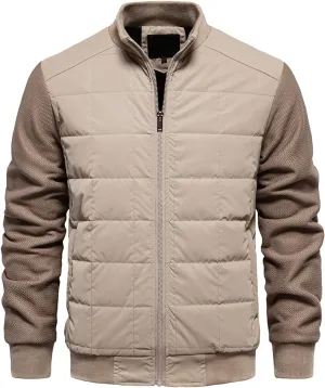 Mens Quilted Flight Bomber Jackets Lightweight Packable Puffer Varsity Coats Warm Winter Zip Up Hiking Padded Coats
