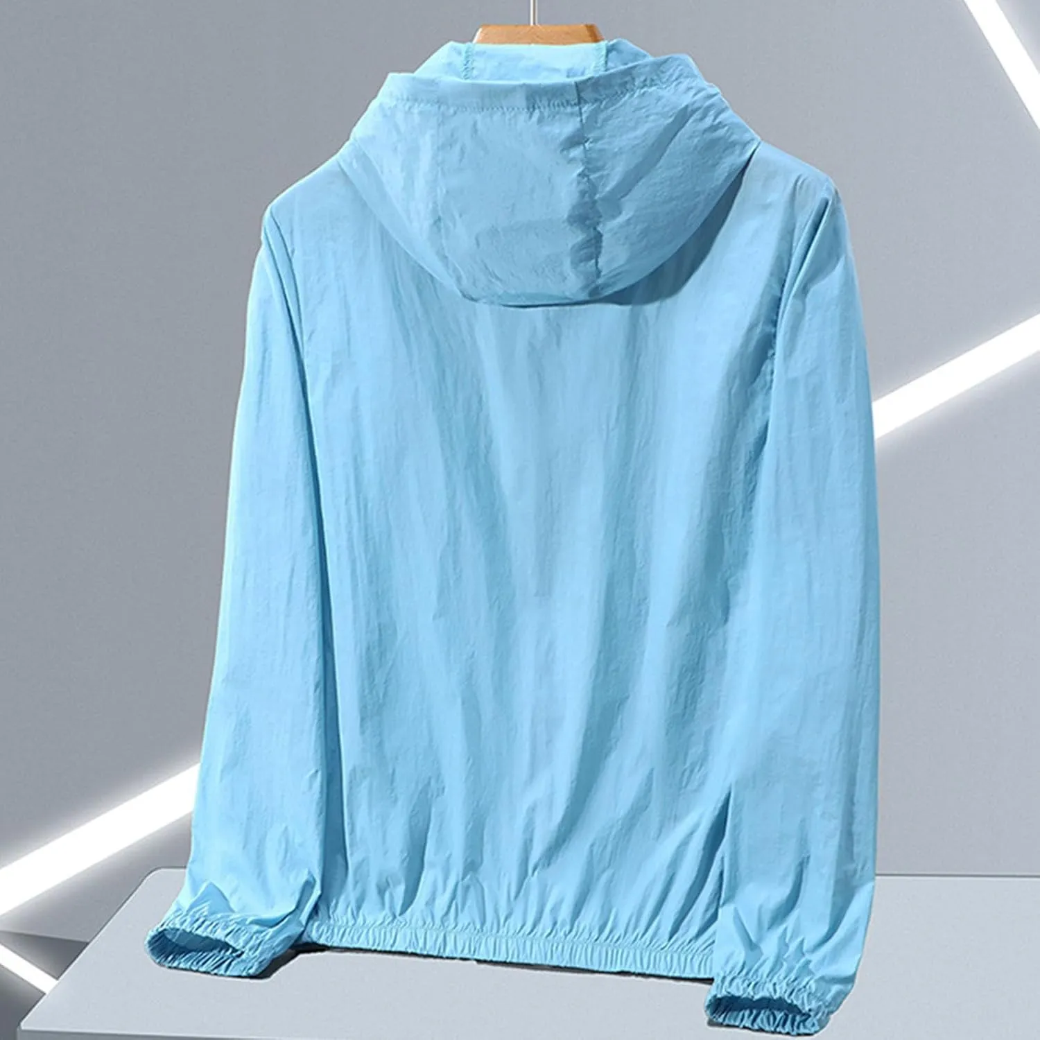 Mens Summer Jackets Plus Size Fashion Thin Sun Protection Hooded Sweatshirt Loose Comfy Pocket Sport Hoodies Coat