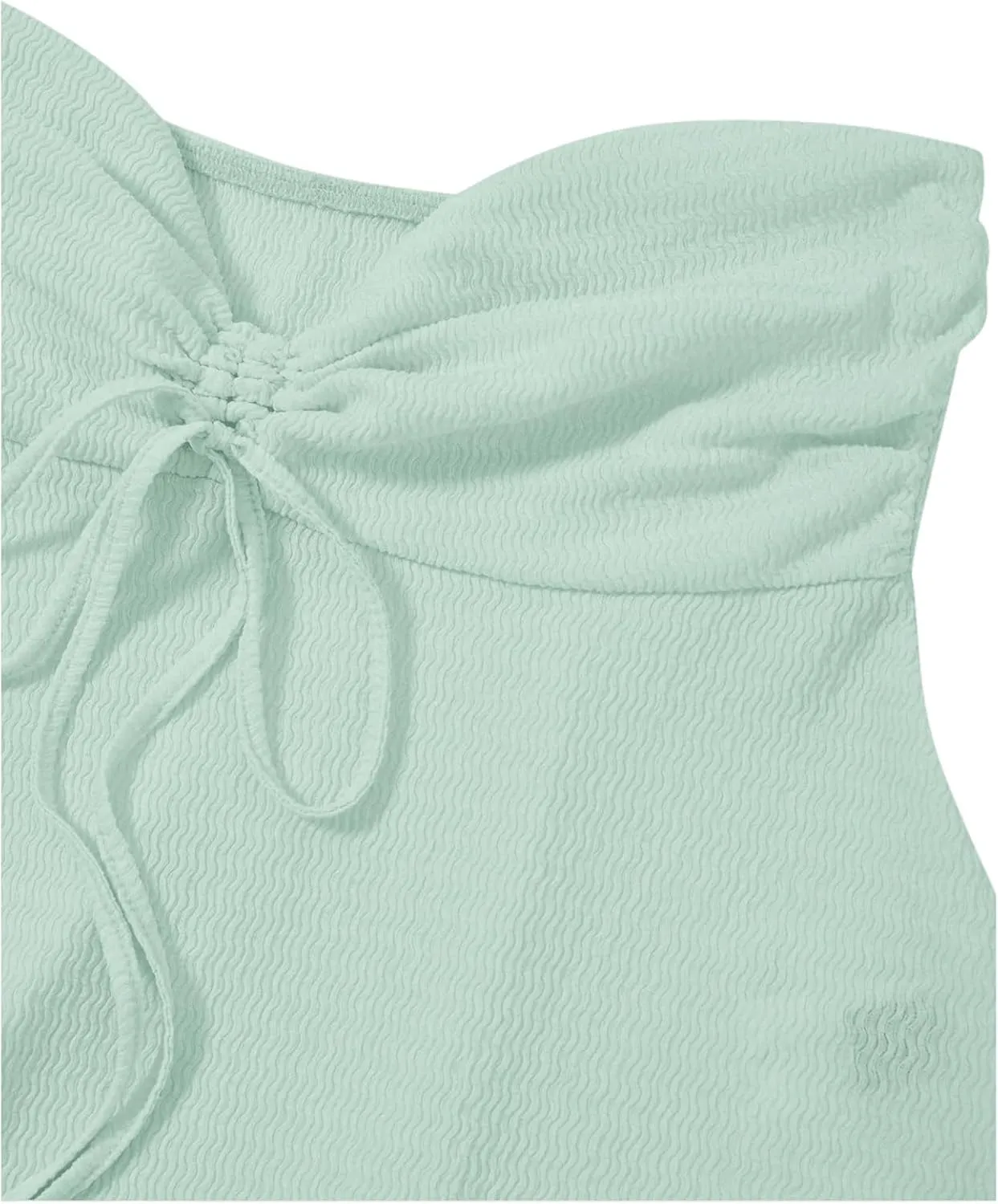 Milumia Women Tie Front Ruched Tube Top Strapless Flared Hem Peplum Bandeau Tops