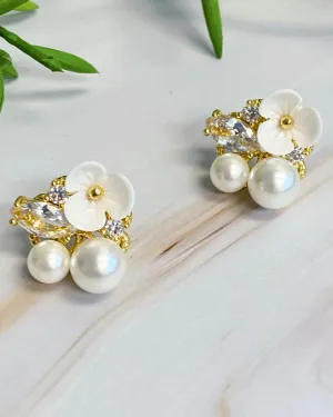 Mini Flower Jeweled Stud Earrings