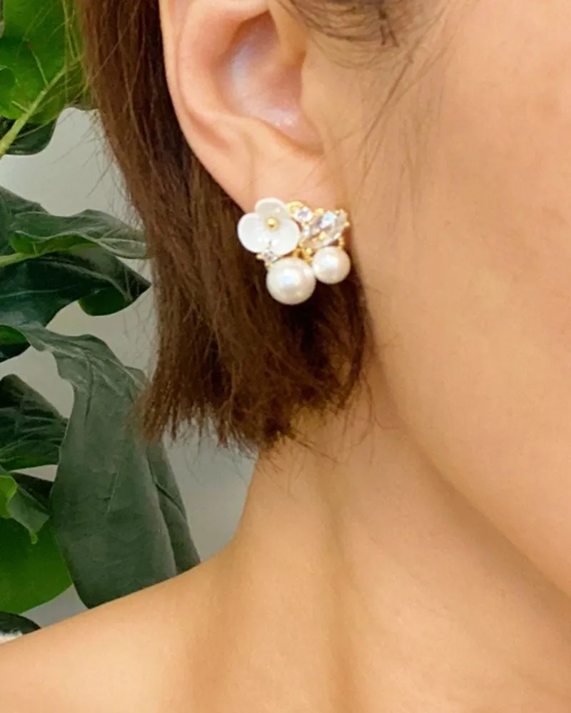 Mini Flower Jeweled Stud Earrings