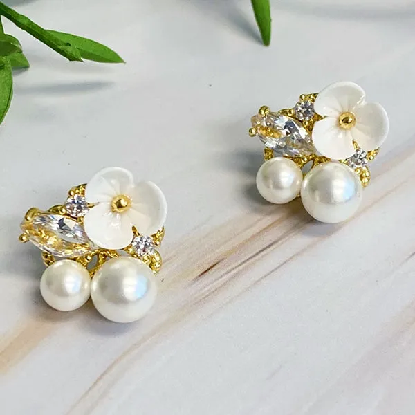 Mini Flower Jeweled Stud Earrings