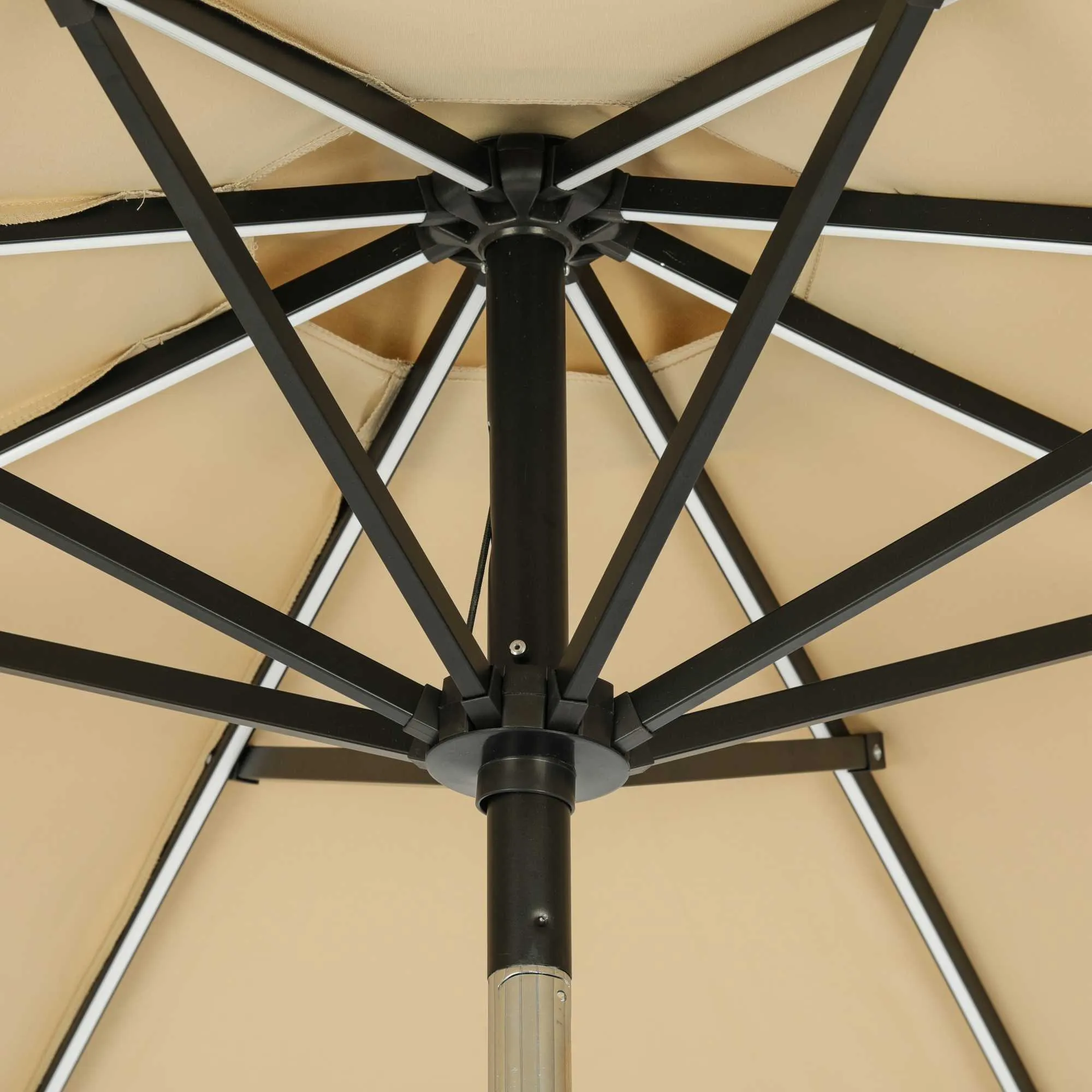 Mirage Fiesta 9-ft Octagonal Market Umbrella with Solar LED Tube Lights - Breez-Tex