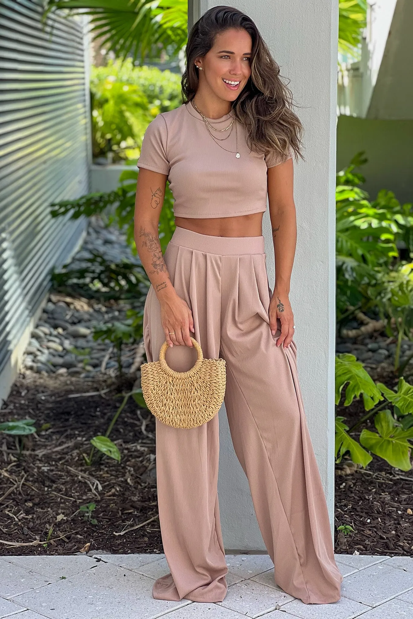 Mocha Top And Pants Set