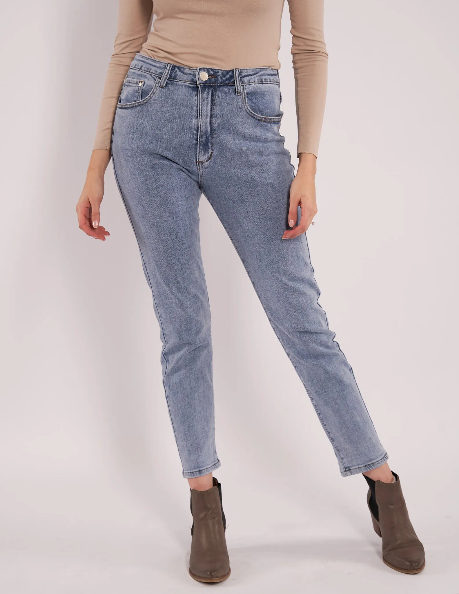 Mom Jeans With Stretch Mid