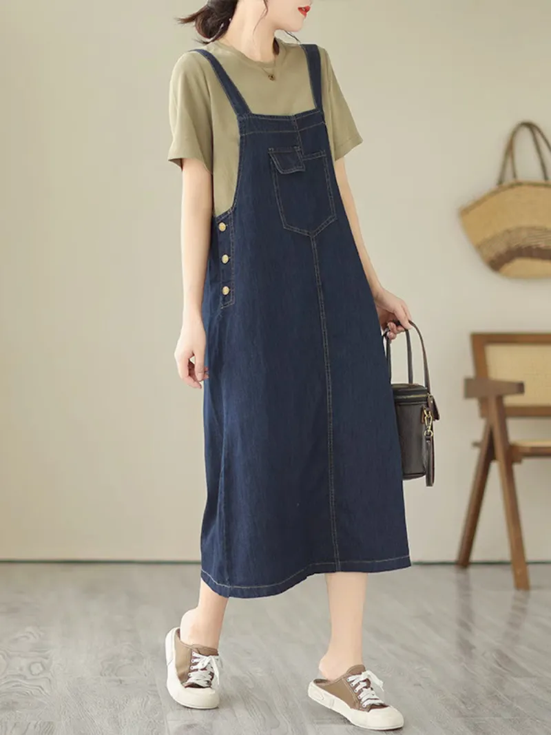 Never Loose Hope Women's Round Neck Loose Salopette Dress