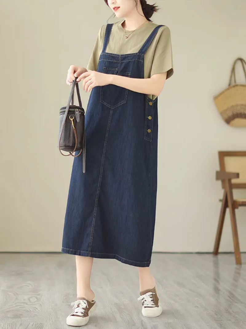 Never Loose Hope Women's Round Neck Loose Salopette Dress