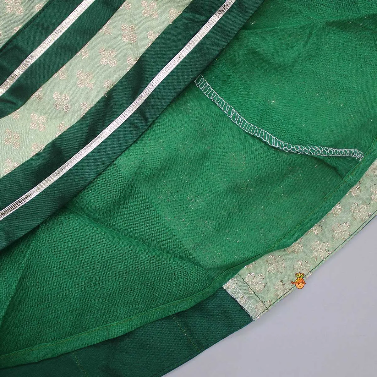 Pre Order: Puffy Gathered Yoke Green Top And Lehenga