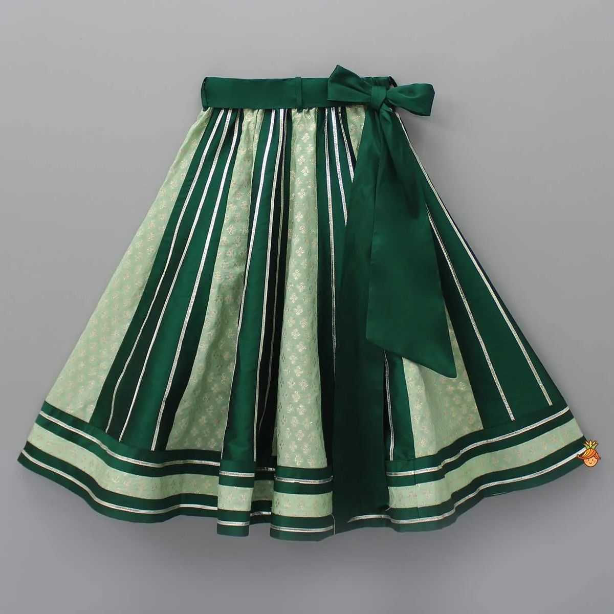 Pre Order: Puffy Gathered Yoke Green Top And Lehenga