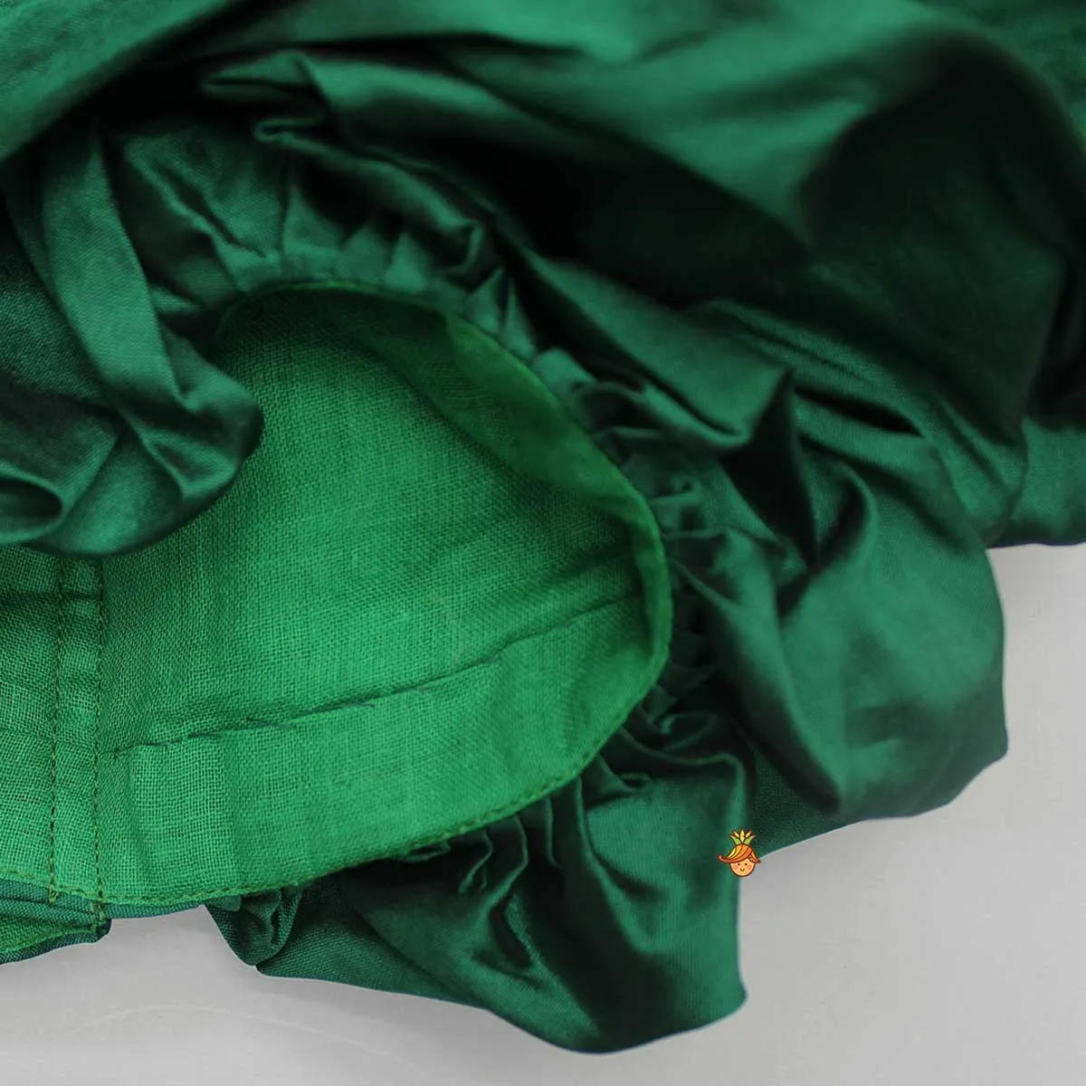 Pre Order: Puffy Gathered Yoke Green Top And Lehenga
