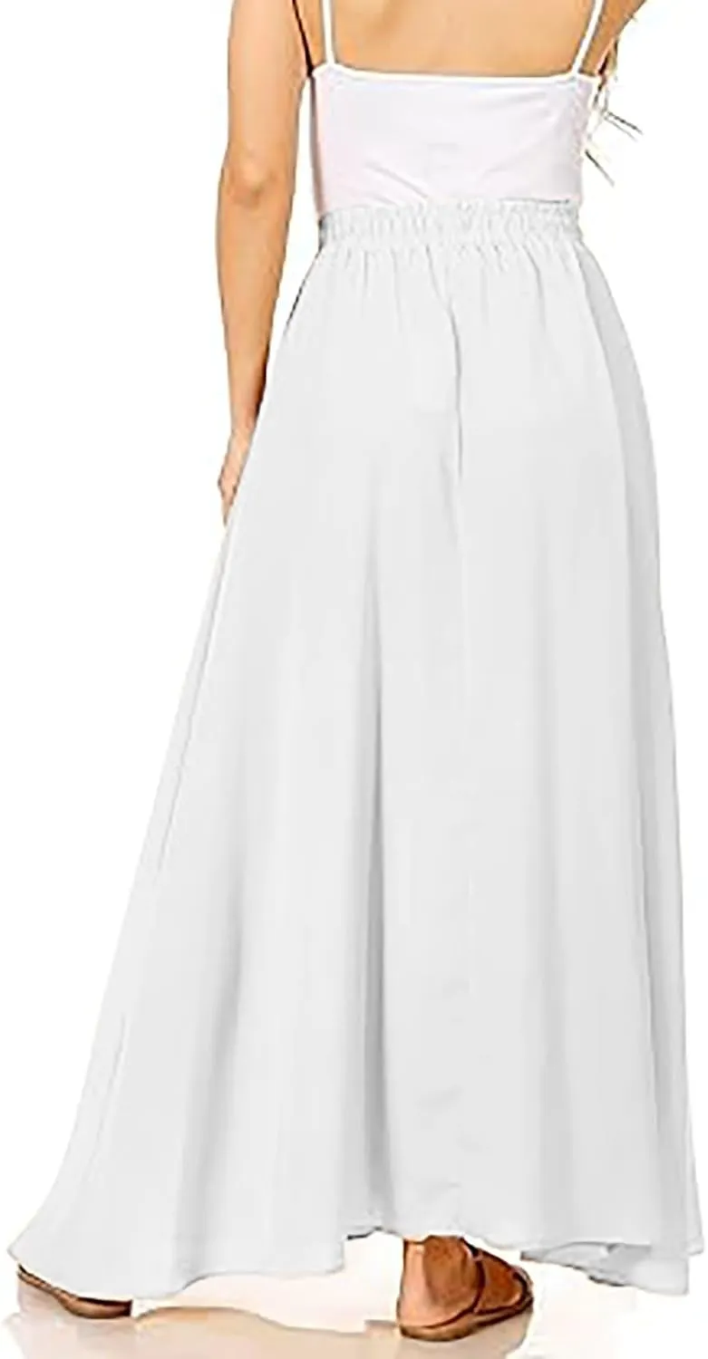 PTOLOCIF Maxi Skirts for Women High Waitsed Long Skirts Flowy Summer Skirt a Line Elastic Beach Party Dress Trendy Outfits