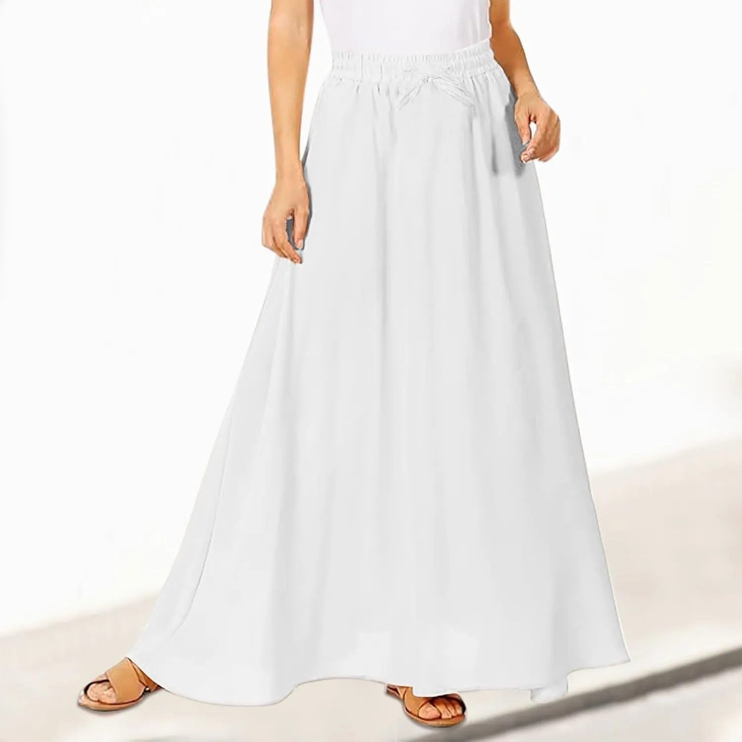 PTOLOCIF Maxi Skirts for Women High Waitsed Long Skirts Flowy Summer Skirt a Line Elastic Beach Party Dress Trendy Outfits