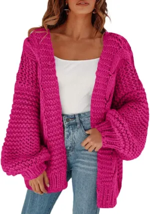 Remikstyt Womens Chunky Cardigan Cable Knit Oversized Open Front Cardigan Sweaters