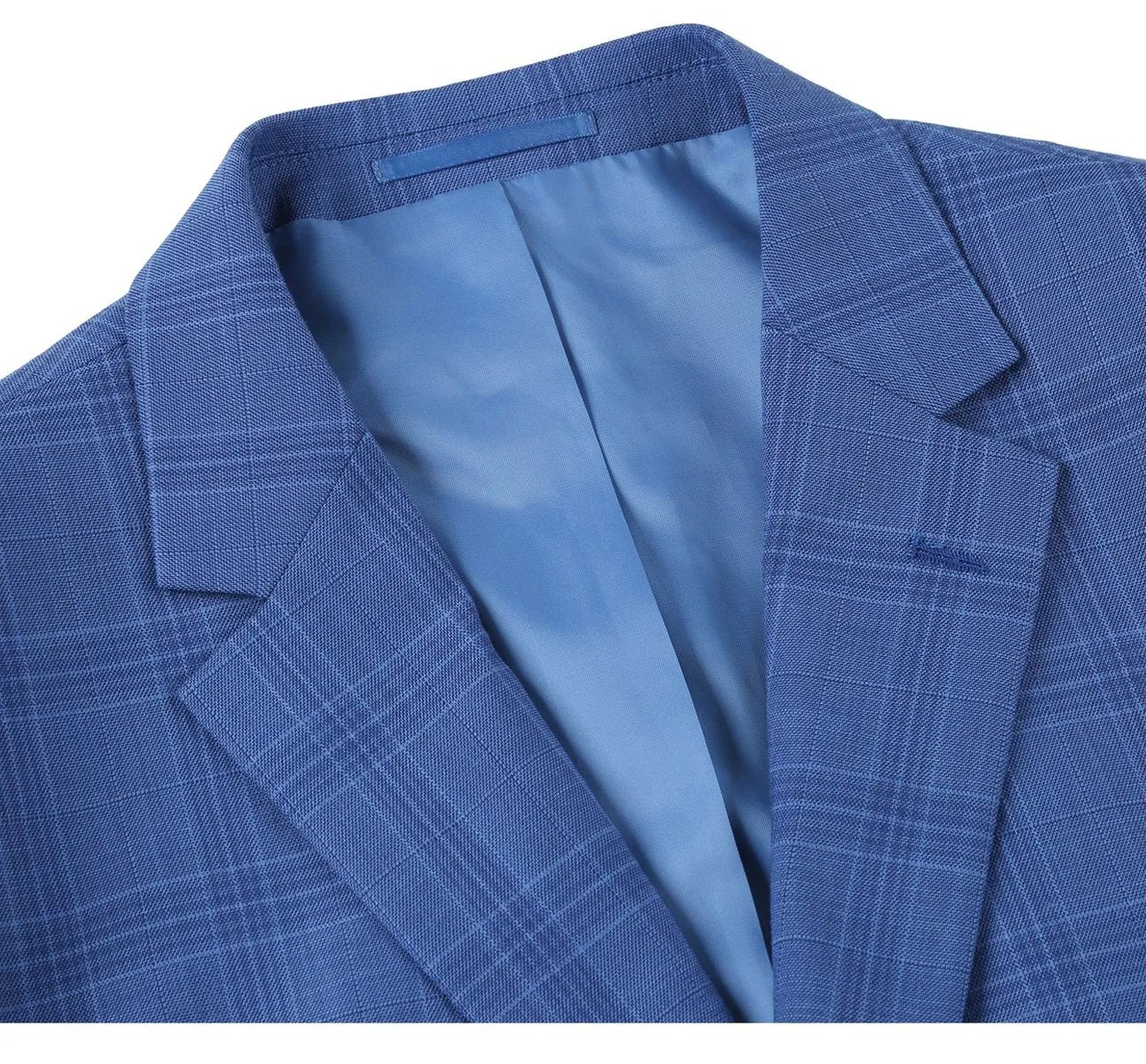 RENOIR Blue 2-Piece Slim Fit Windowpane Check Dress Stretch Suit 293-10