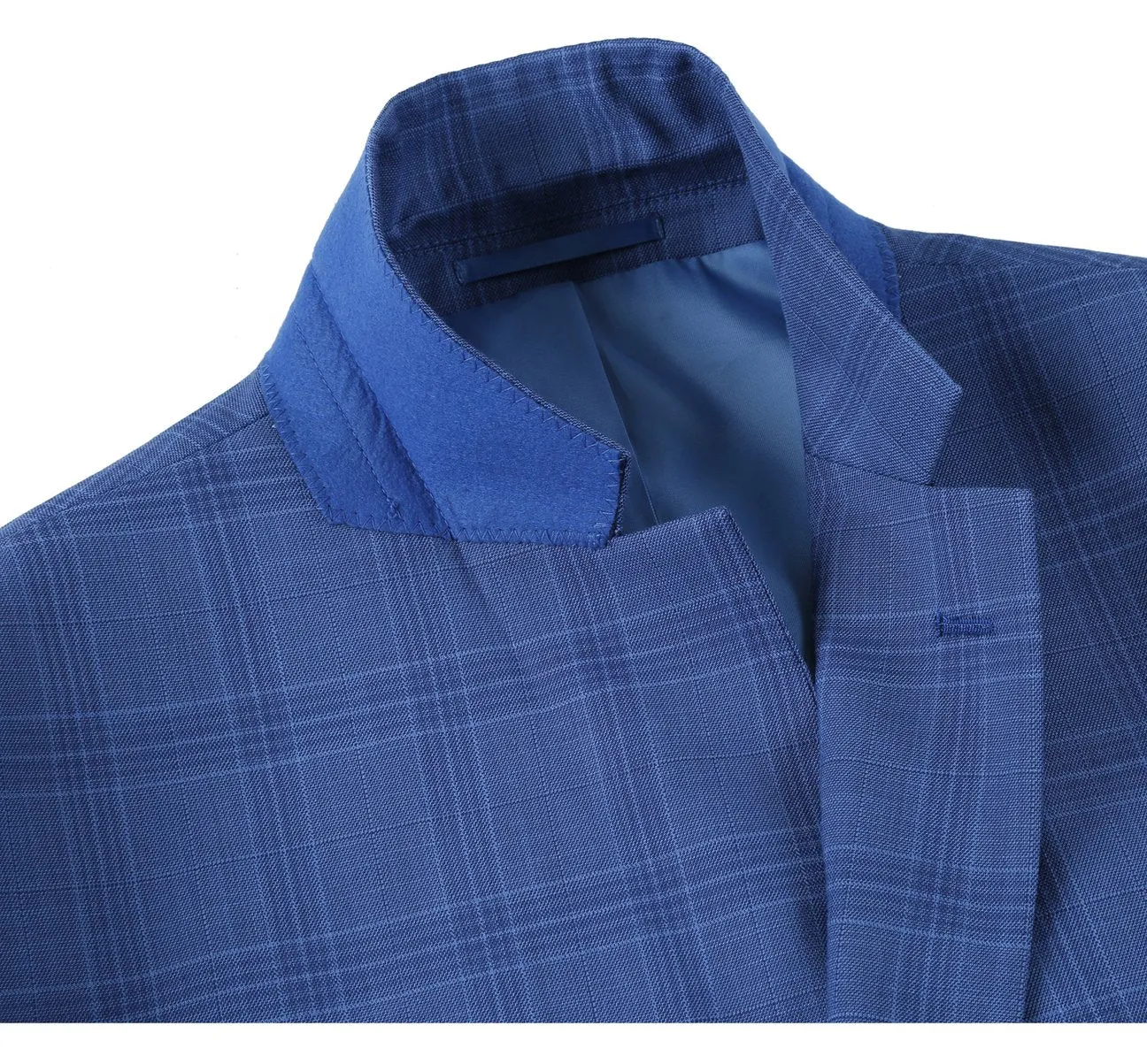 RENOIR Blue 2-Piece Slim Fit Windowpane Check Dress Stretch Suit 293-10