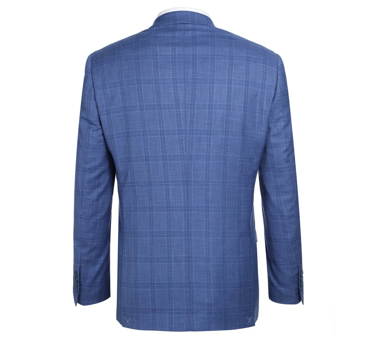 RENOIR Blue 2-Piece Slim Fit Windowpane Check Dress Stretch Suit 293-10