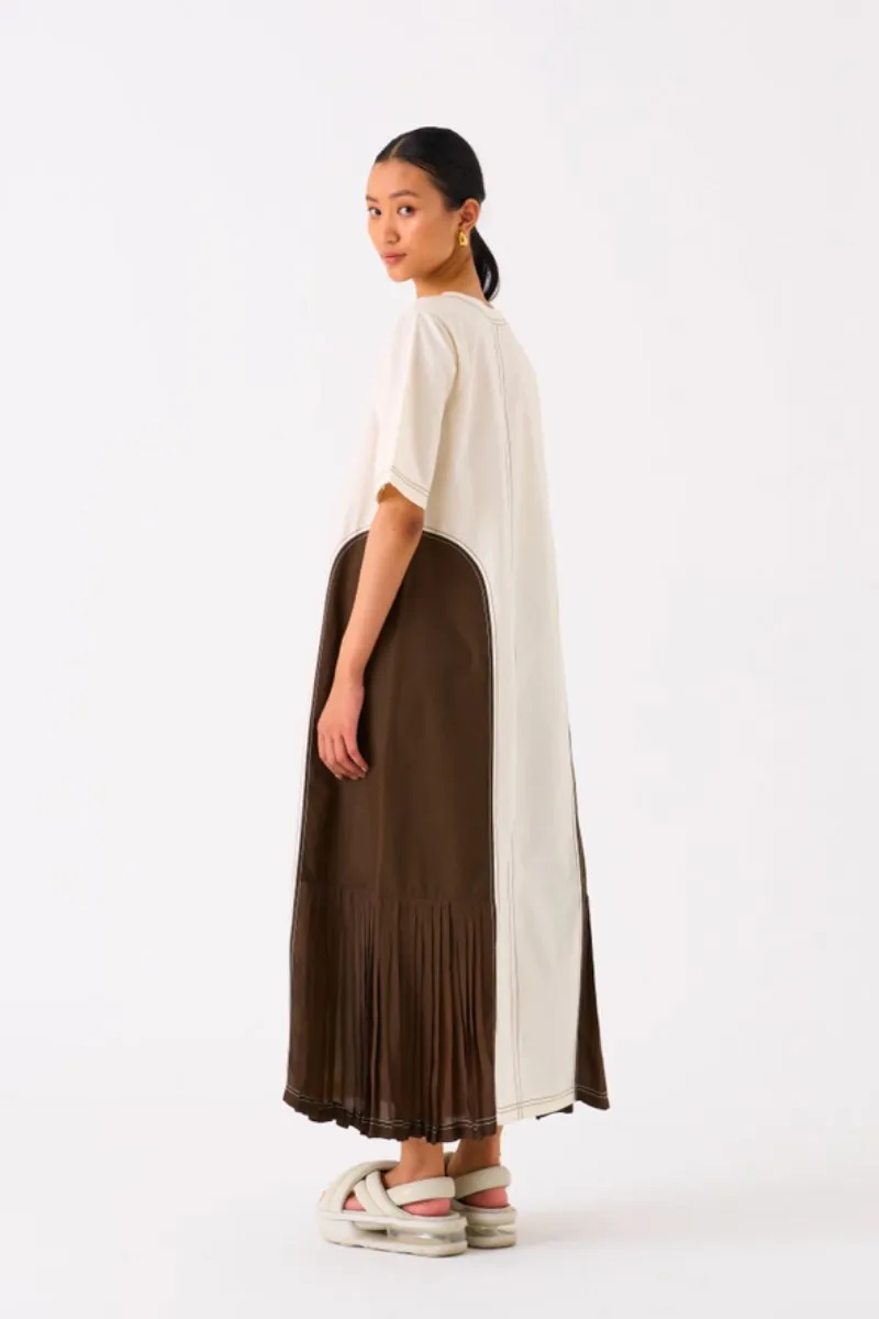 Side U Pleat Dress Ivory