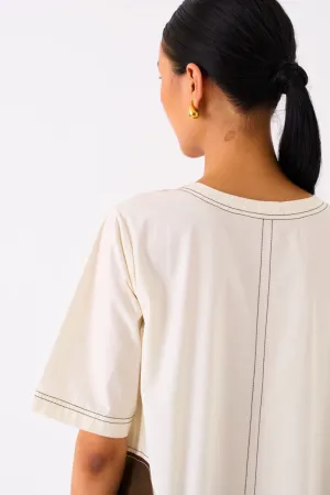 Side U Pleat Dress Ivory