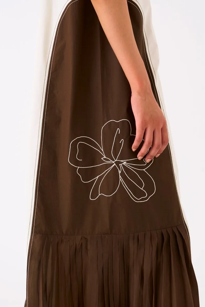 Side U Pleat Dress Ivory