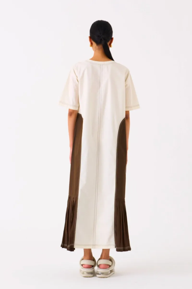 Side U Pleat Dress Ivory