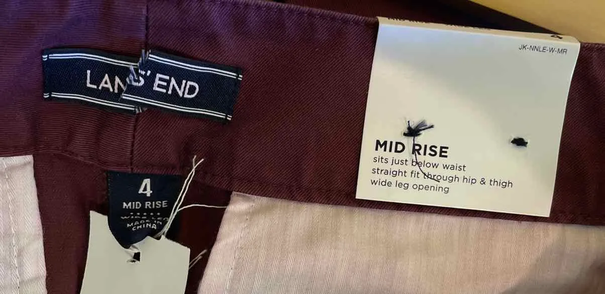 Size 4 Lands End Burgundy Women's Pants