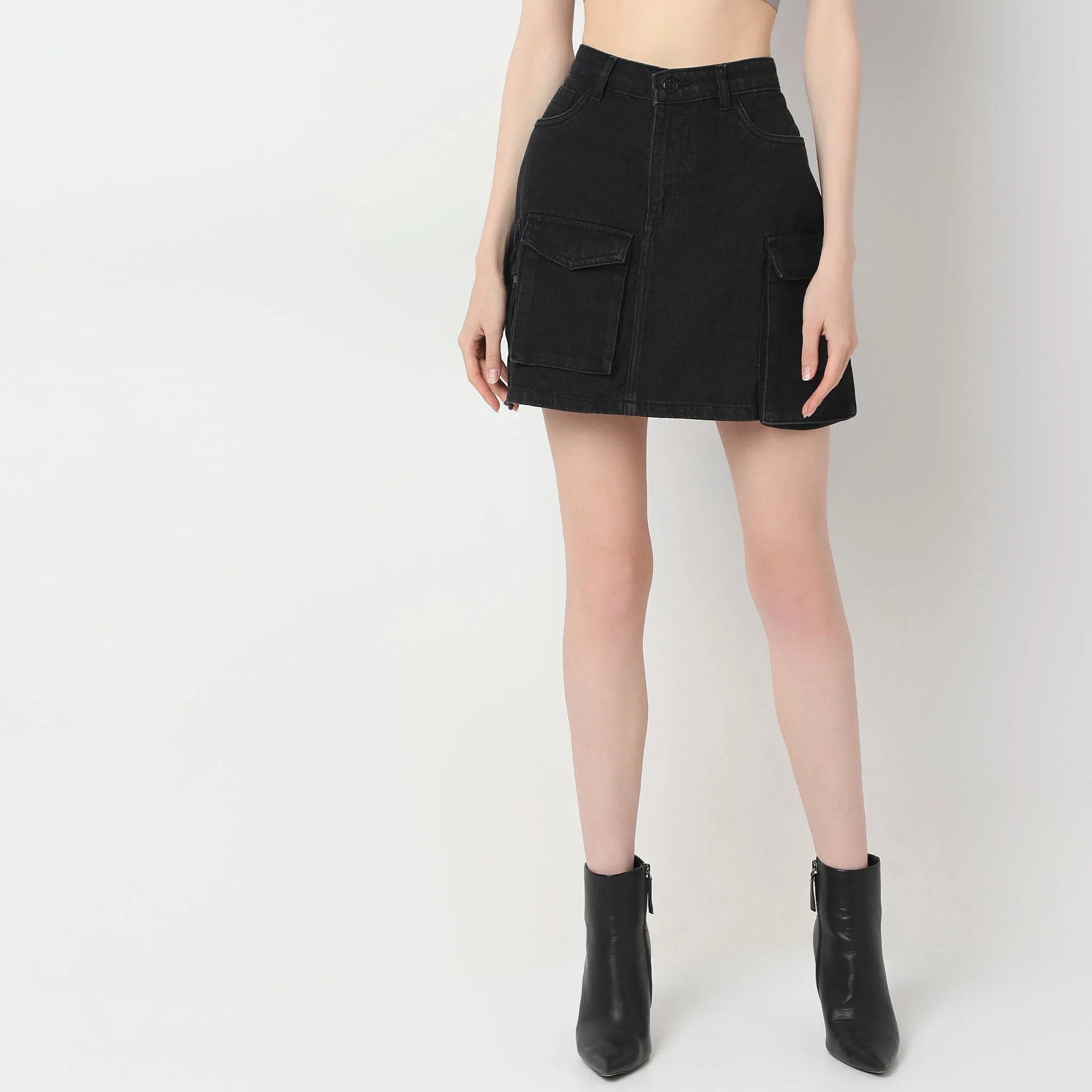 Solid Short Skirt