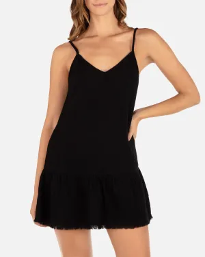 Solid V Neck Mini Dress